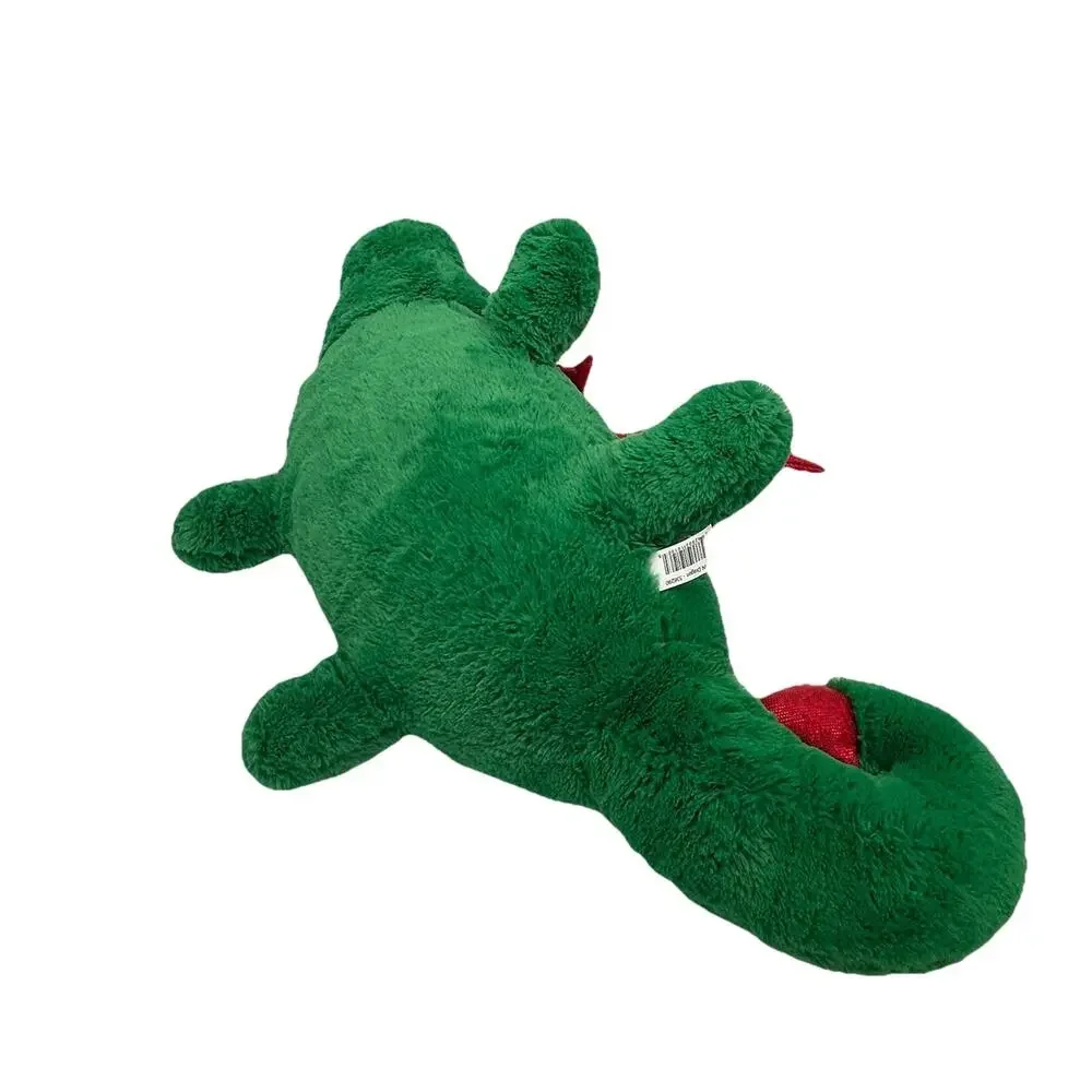 Large Dragon Plush Stuffed Animal Green Red Sequence Gold Glitter Eyes Holiday
